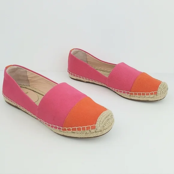 J. Crew Pink Orange Canvas Espadrille Flats 7 - Picture 2 of 12